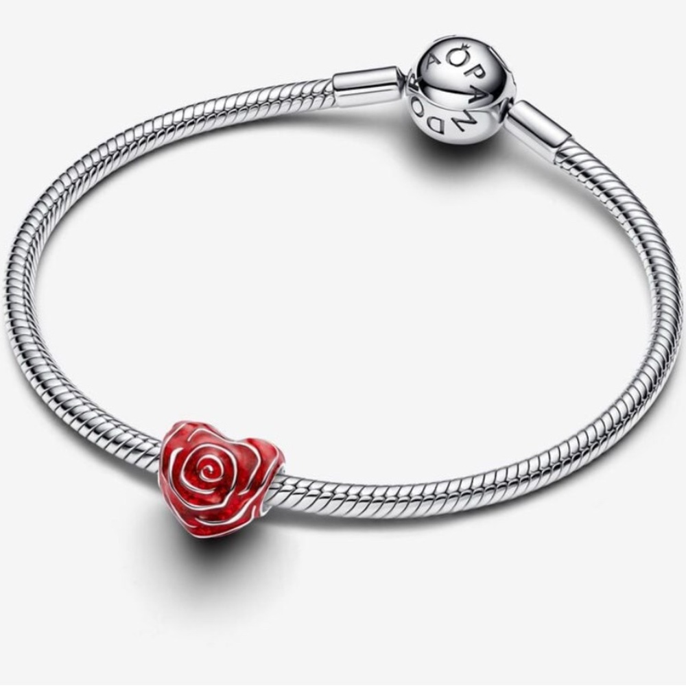 Pandora Red Rose Heart Charm w/box - Picture 3 of 11